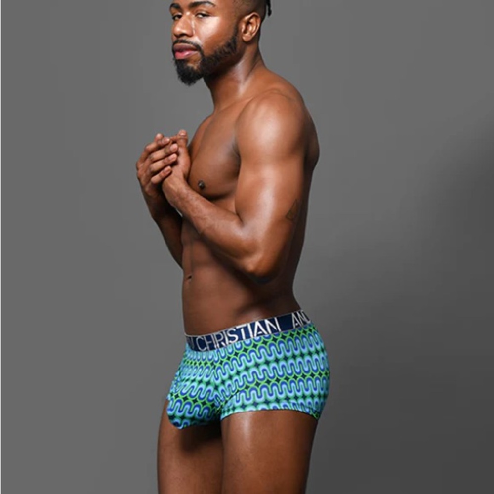 Andrew Christian Vibrant Blue and Green Boxer Briefs - Picture 3 of 6